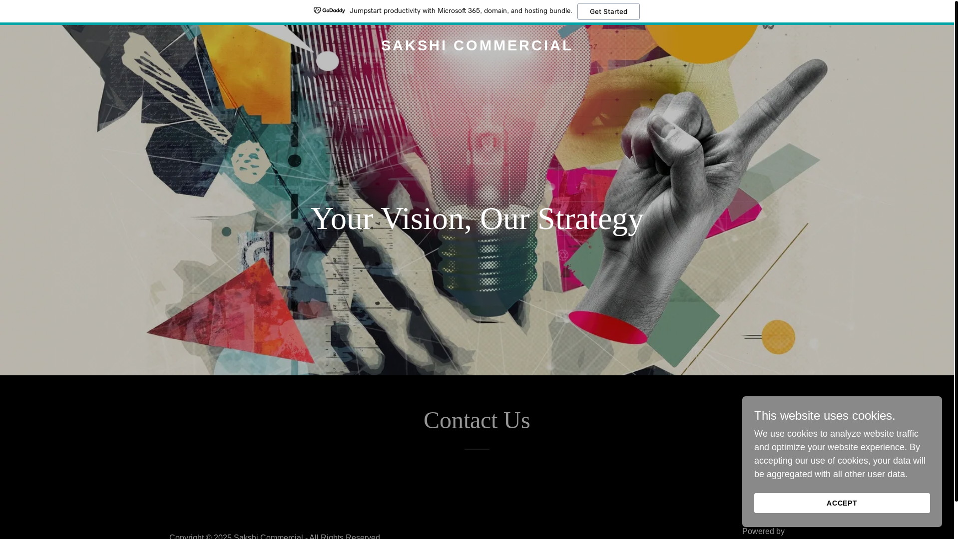 website screenshot of https://sakshicommercial.in/