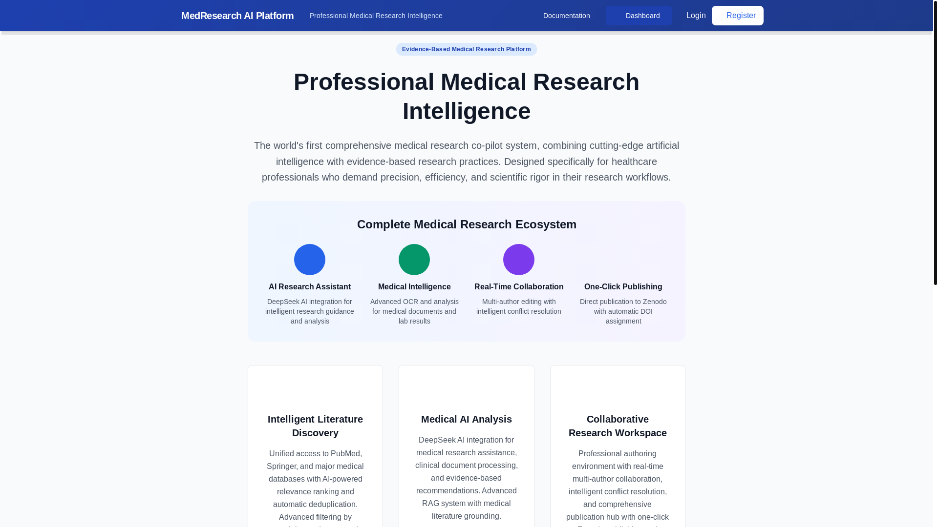 website screenshot of https://medresearch-ai.org/