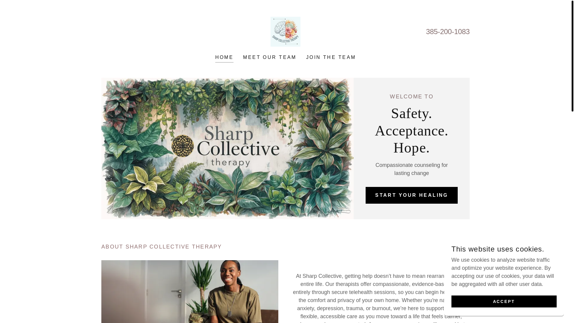 website screenshot of https://sharpcollectivetherapy.com/