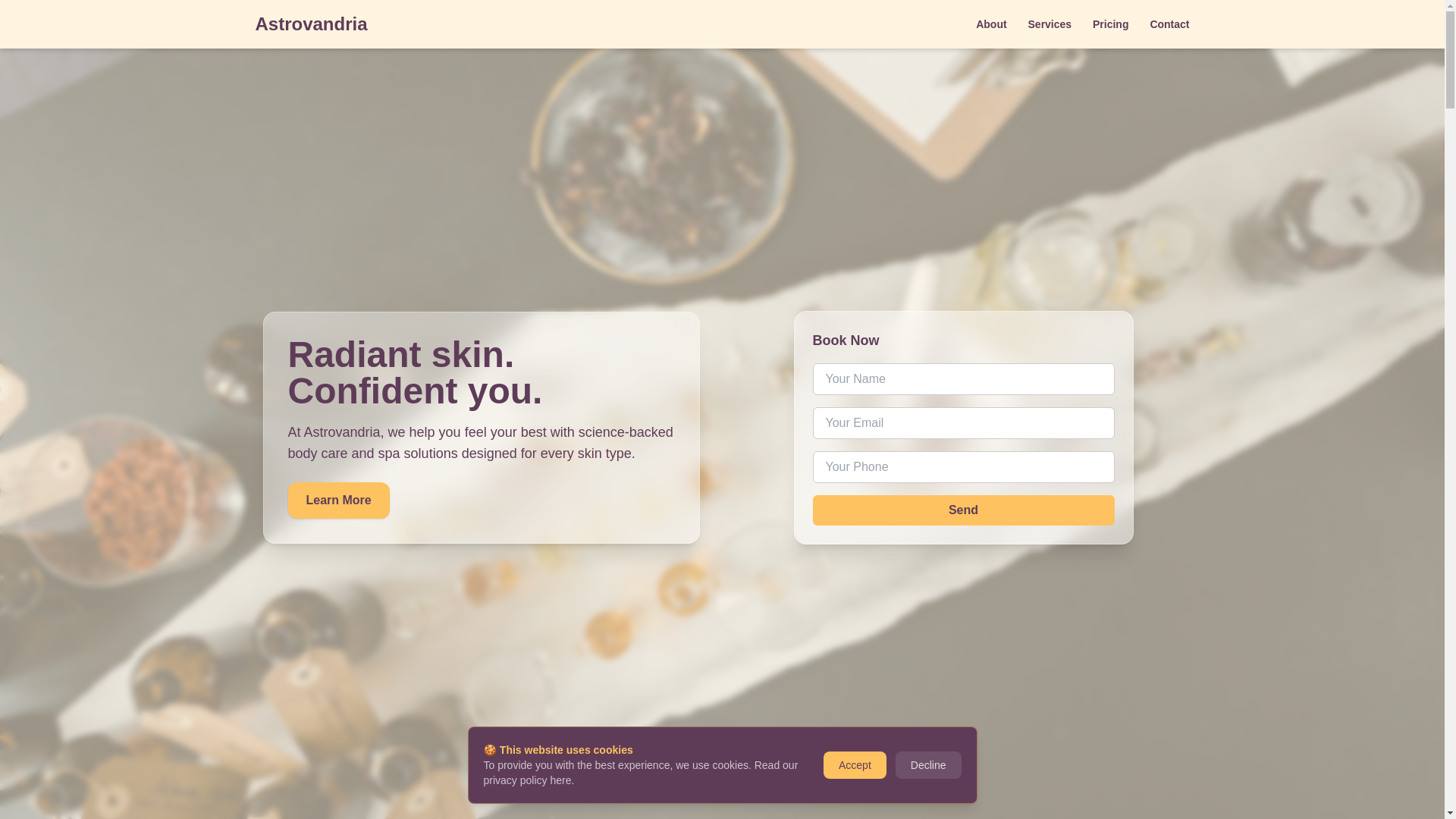 website screenshot of https://astrovandria.eu/