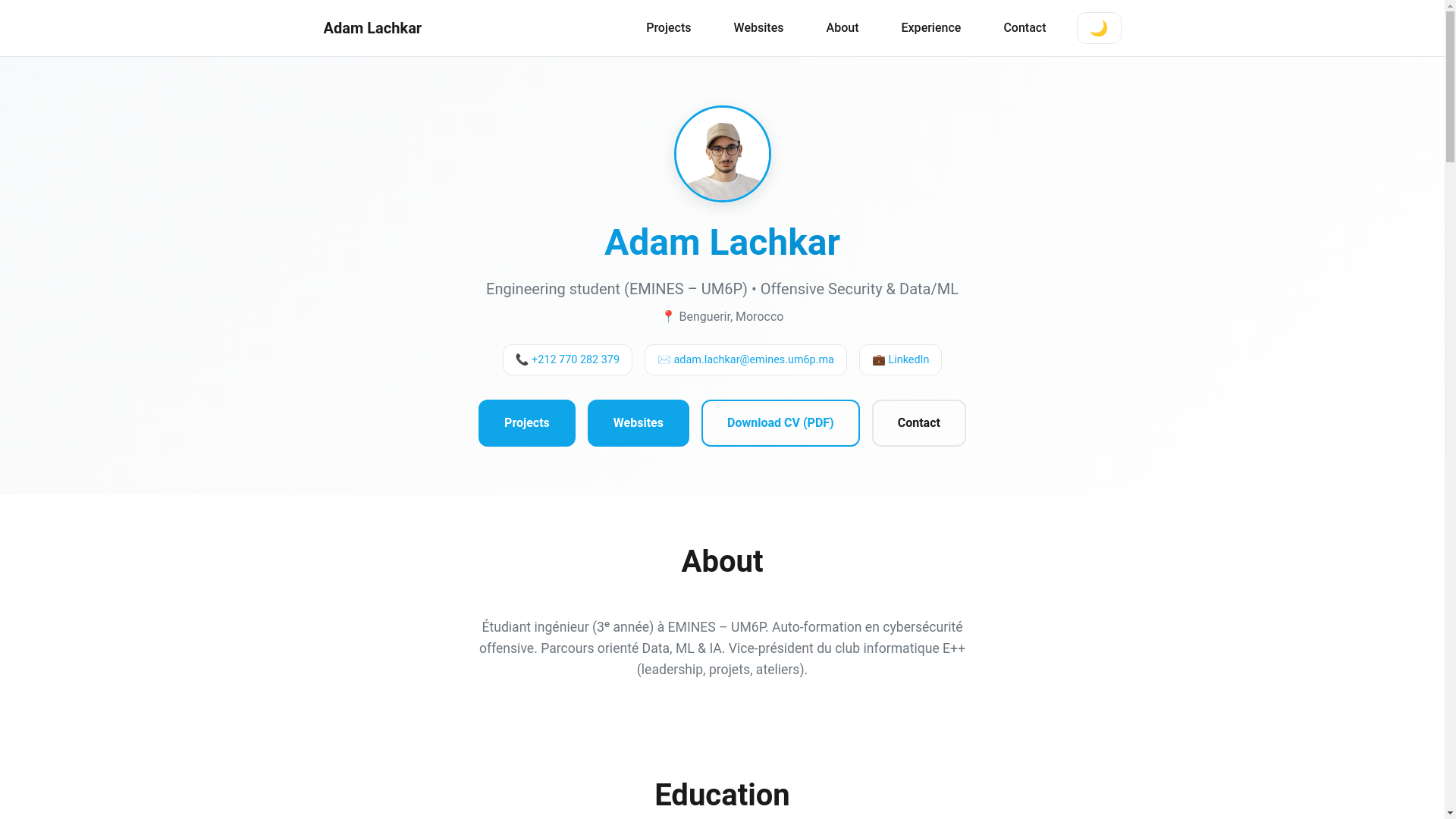 website screenshot of https://adamlachkar.com/