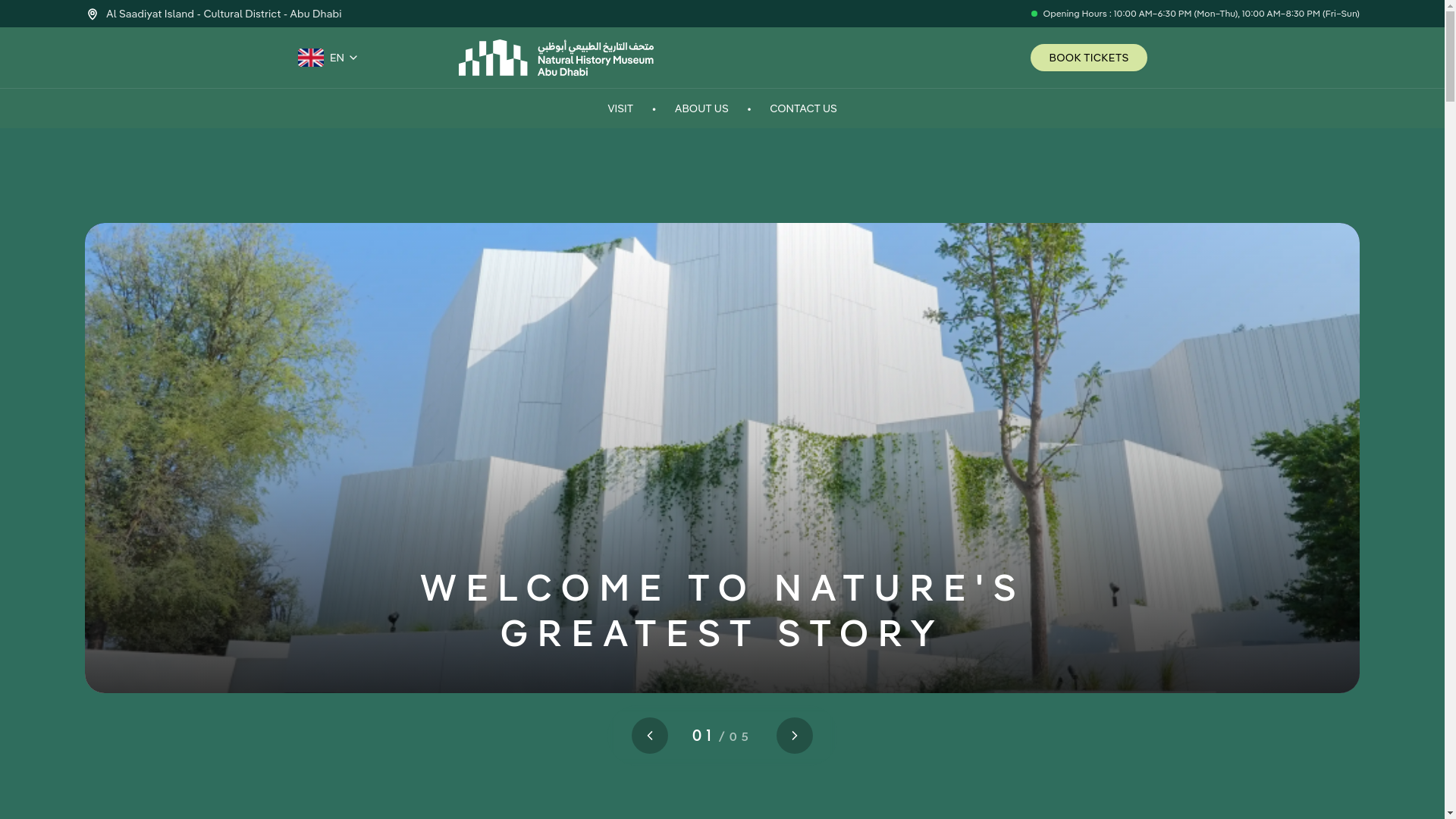 website screenshot of https://abudhabimuseumae.com/