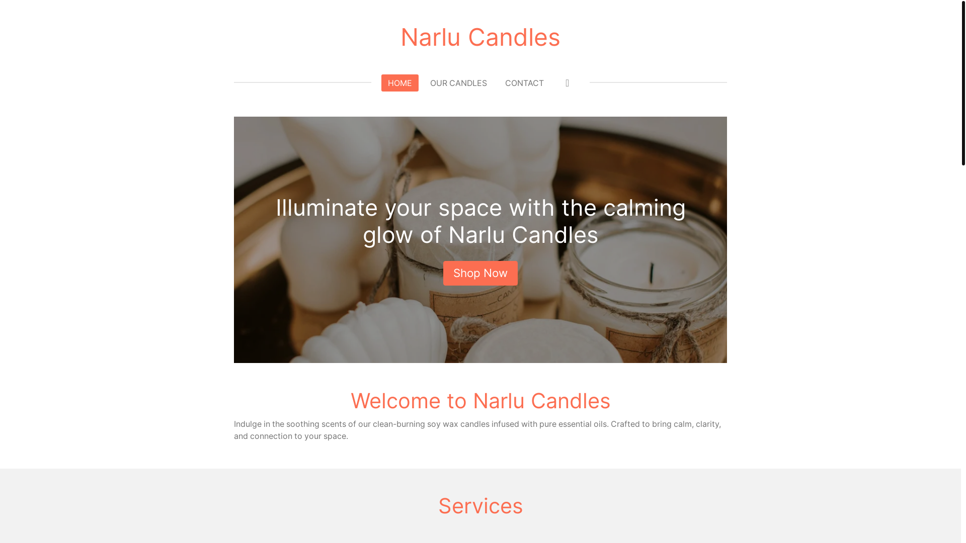 website screenshot of https://narlucandles.com/