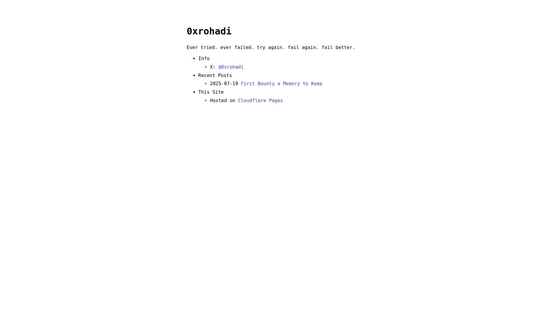 website screenshot of https://0xrohadi.pages.dev/