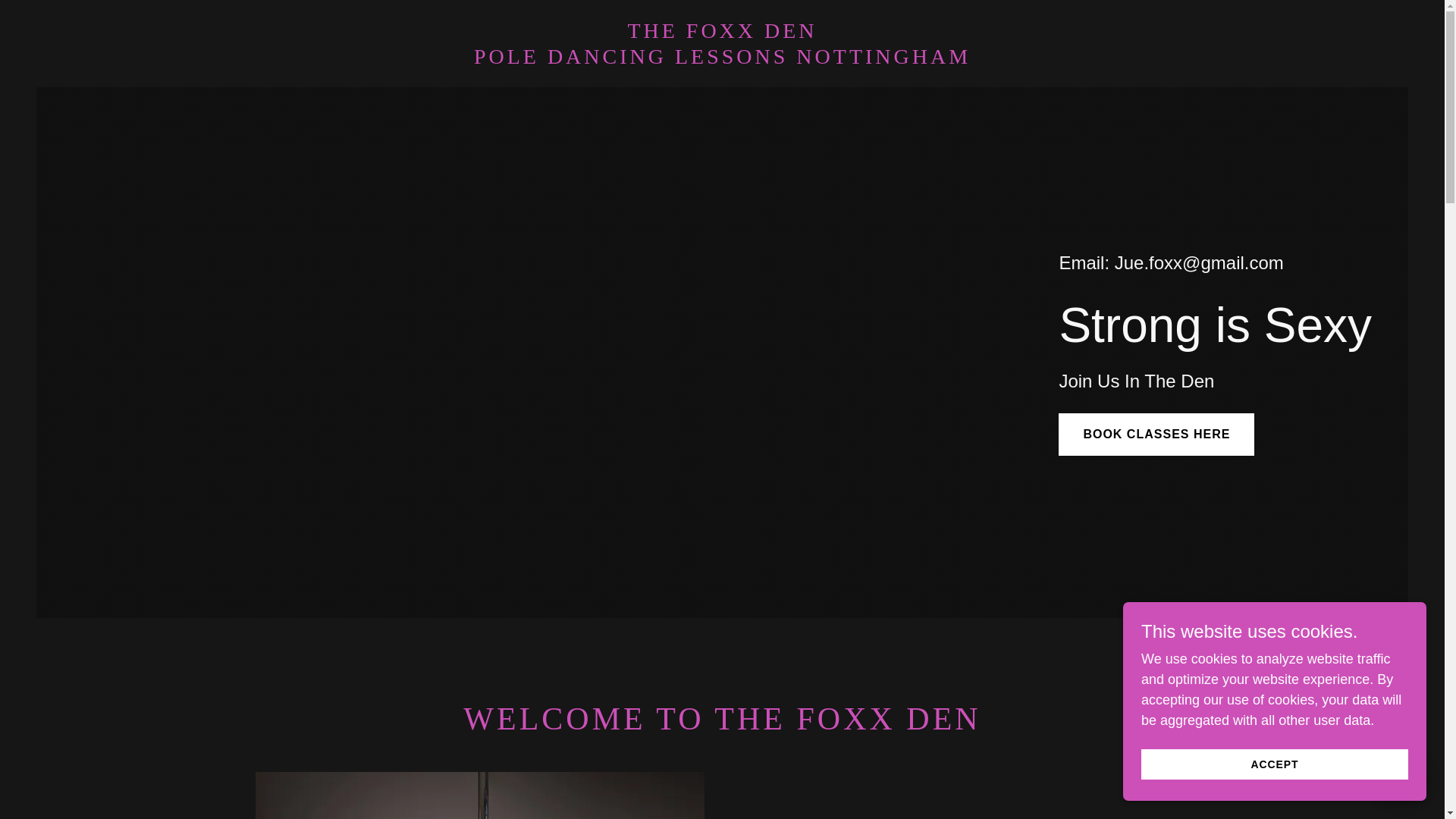 website screenshot of https://thefoxxdenpoledancing.co.uk/