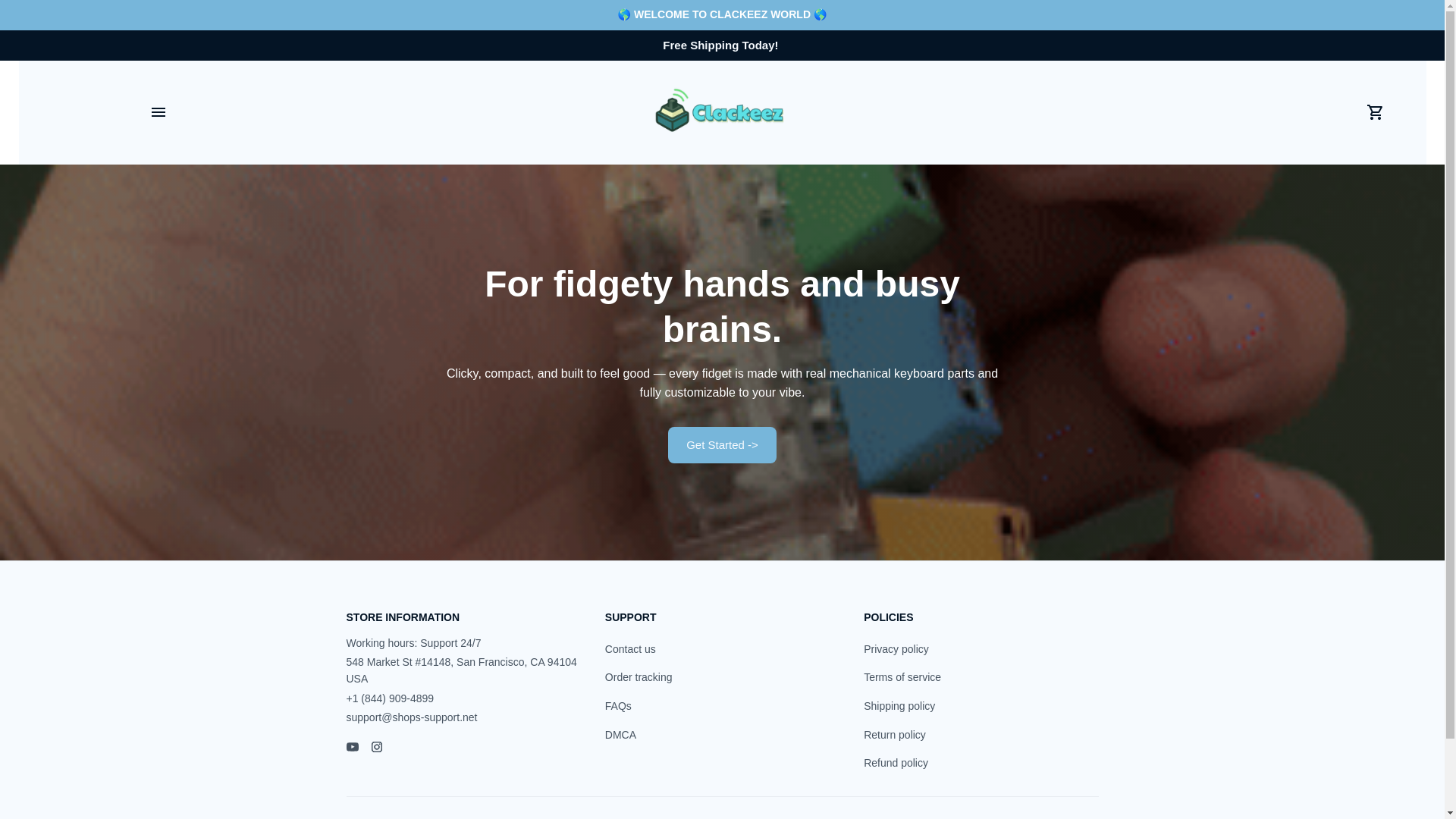 website screenshot of https://clackeez.com/