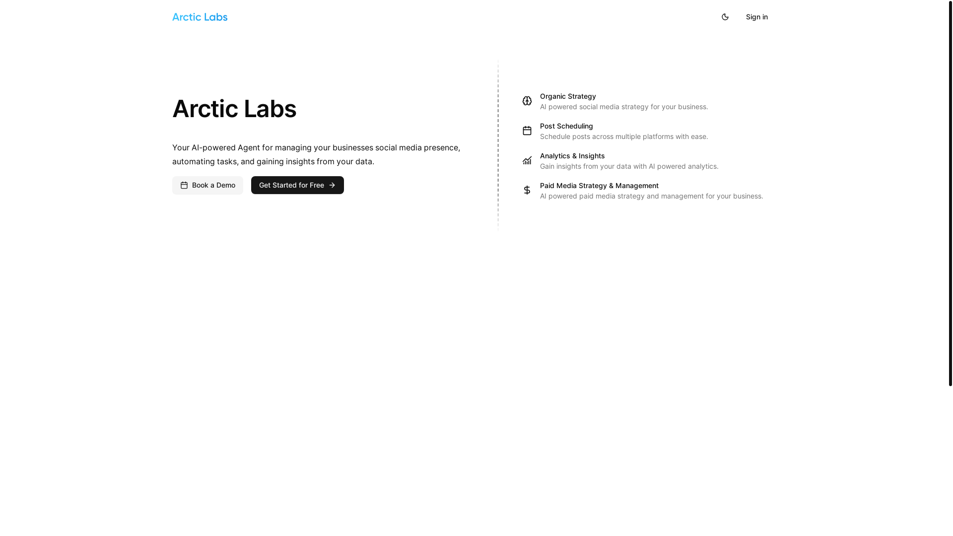 website screenshot of https://arcticlabs.ai/