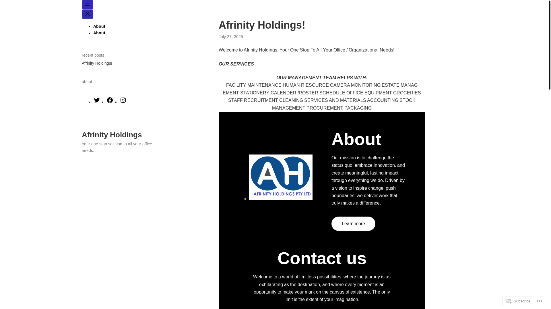 website screenshot of https://afrinityholdings.org/