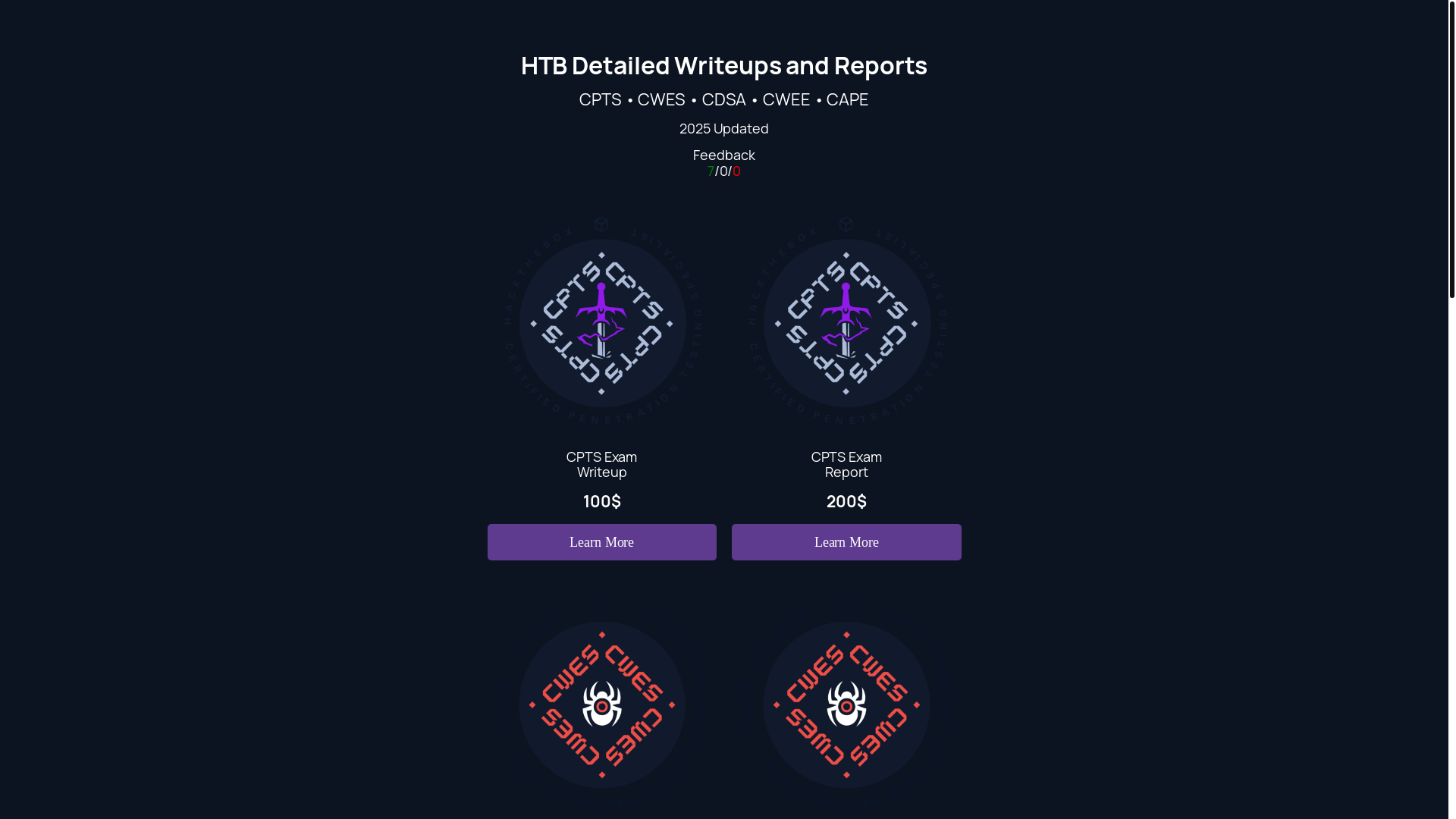website screenshot of https://cptswriteup.to/