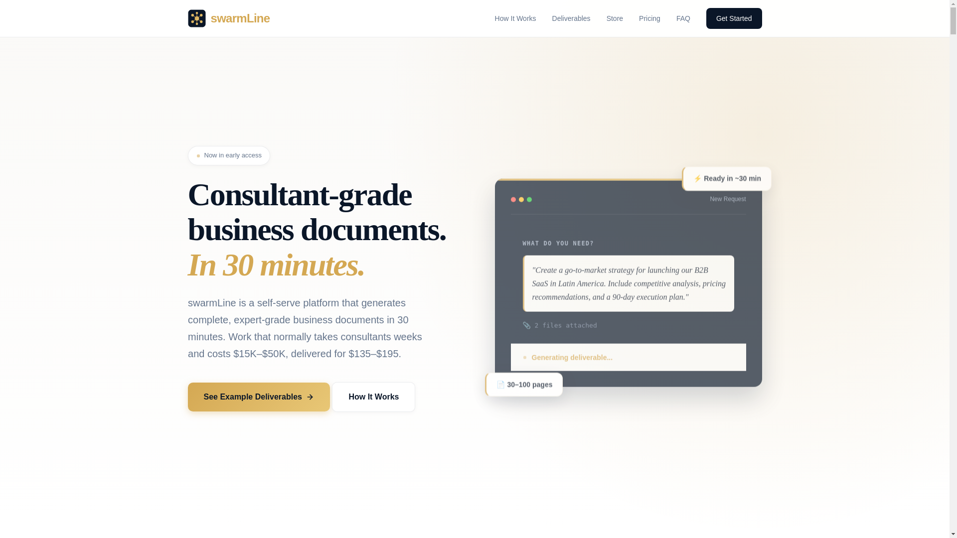 website screenshot of https://swarmline.ai/