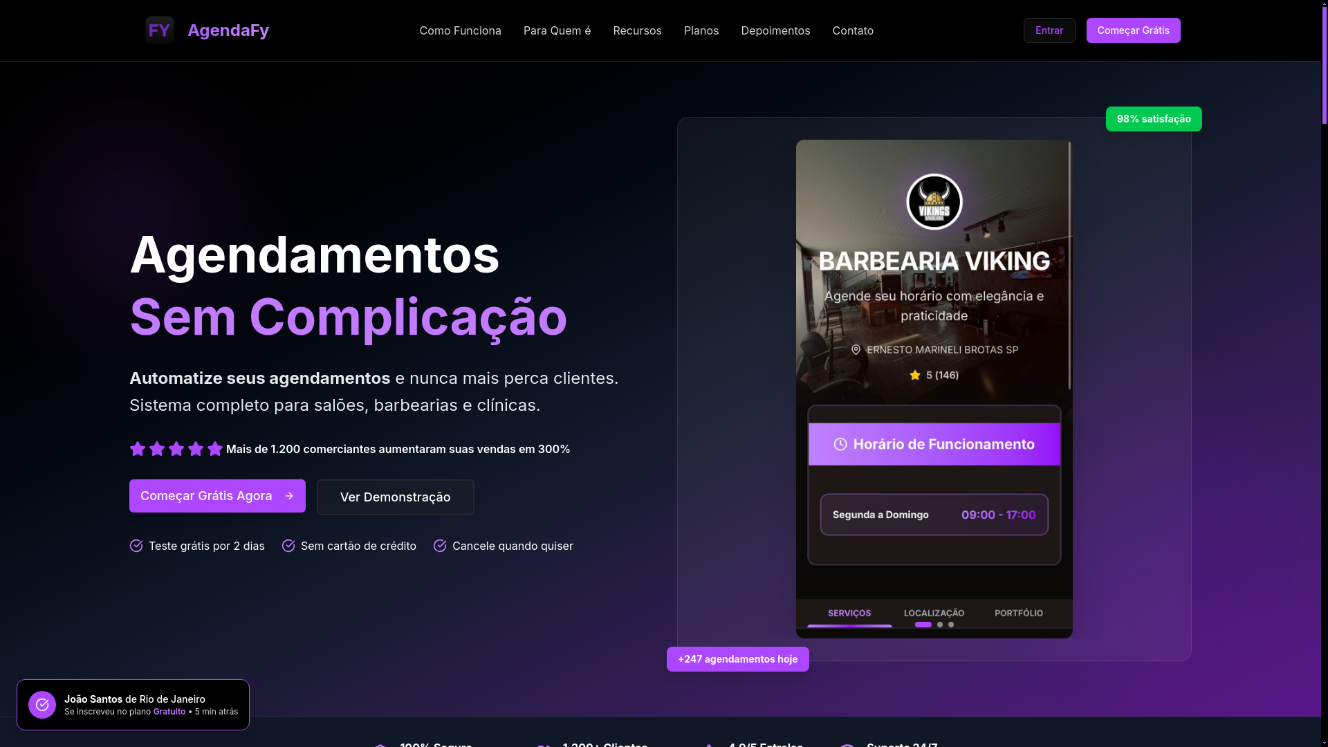 website screenshot of https://agendafy.shop/