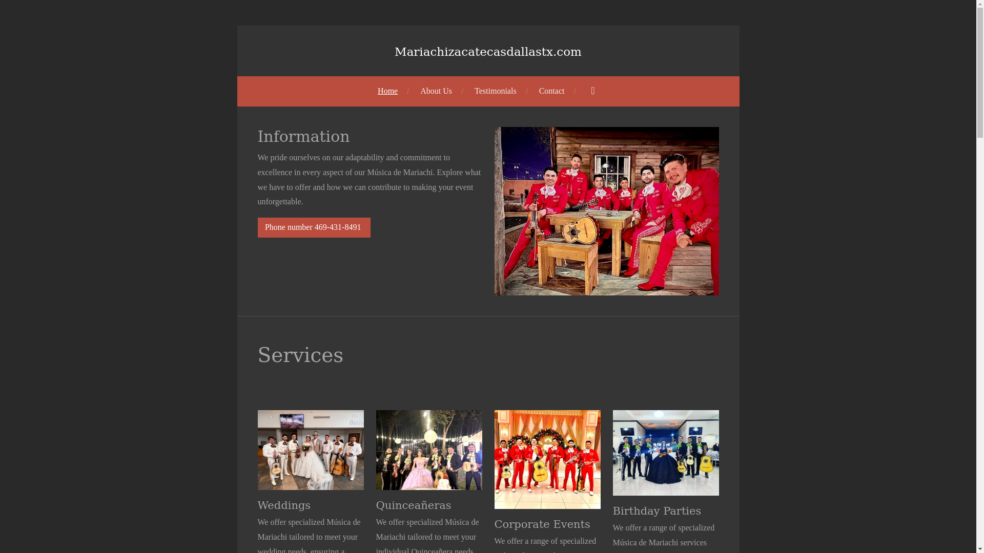 website screenshot of https://mariachizacatecasdallastx.net/