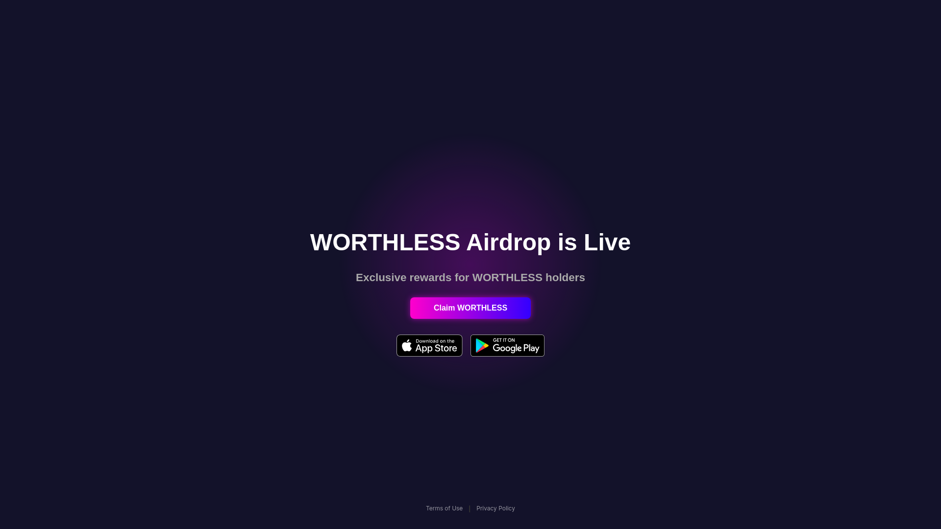 website screenshot of https://events-worthless.fun/