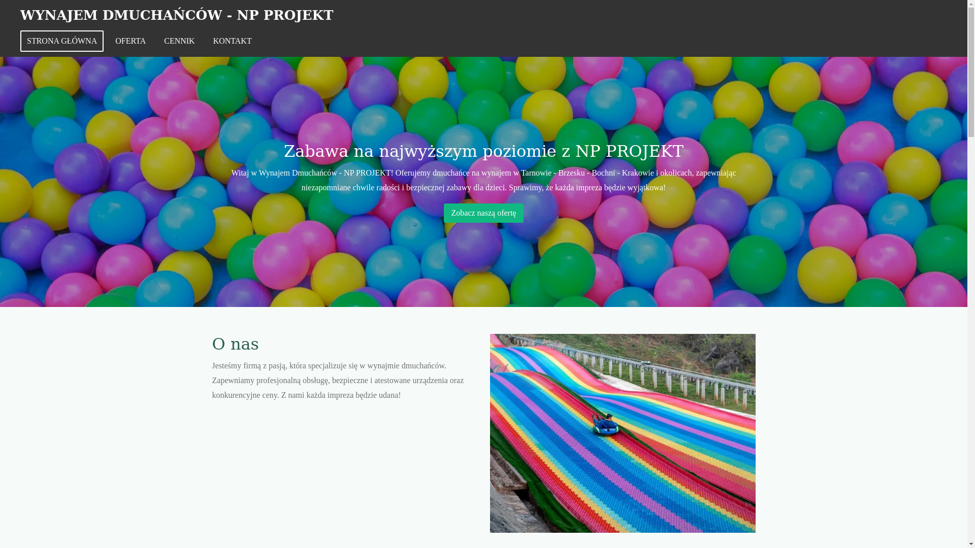 website screenshot of https://wynajem-dmuchancow-np-projekt.pl/