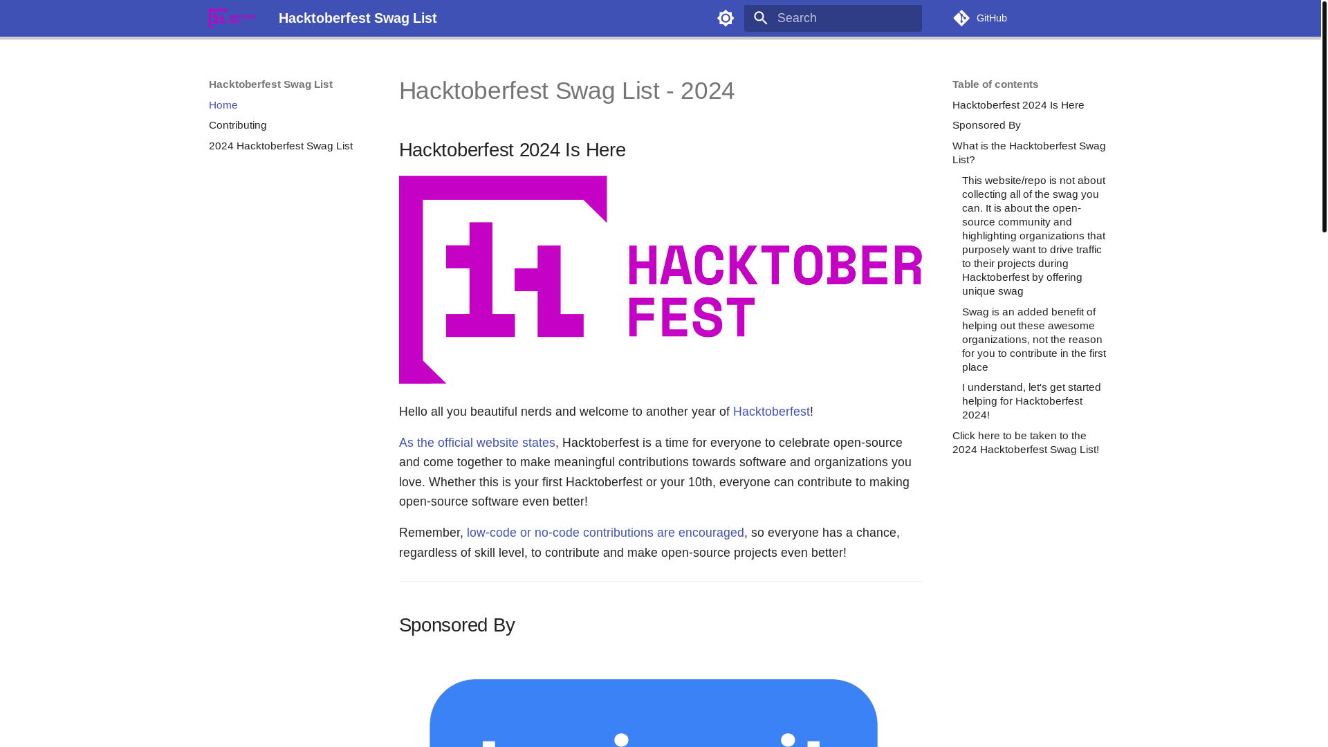 website screenshot of https://hacktoberfest-swag-list.pages.dev/