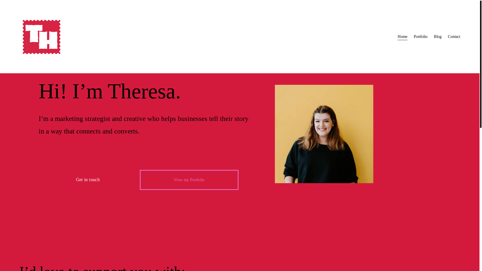 website screenshot of https://theresahegar.com/