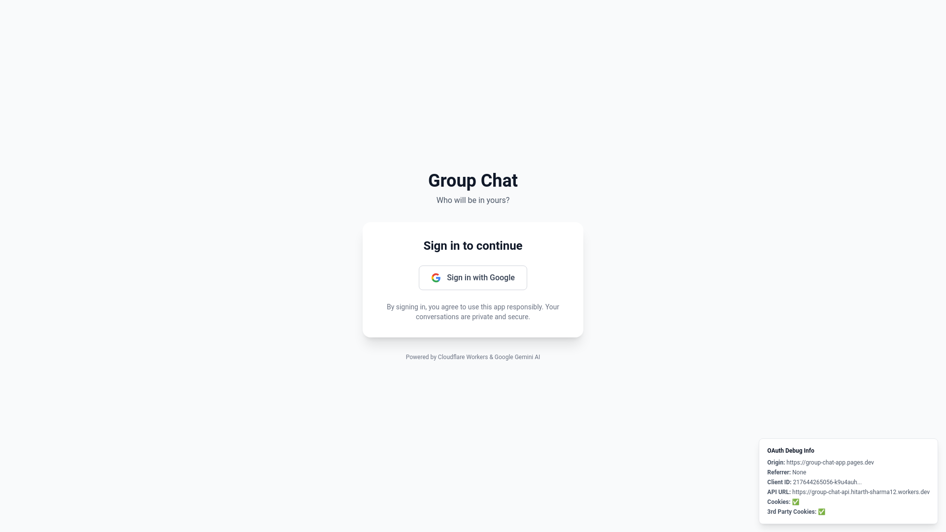 website screenshot of https://group-chat-app.pages.dev/