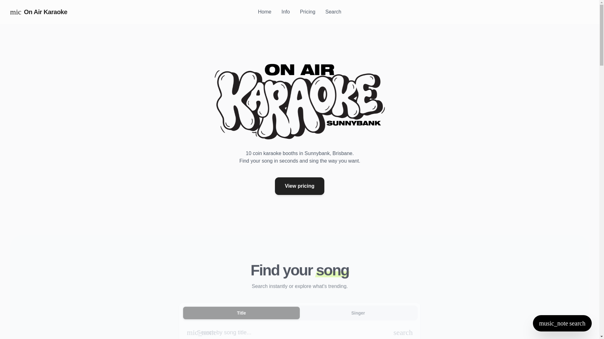 website screenshot of https://onairkaraoke.com.au/