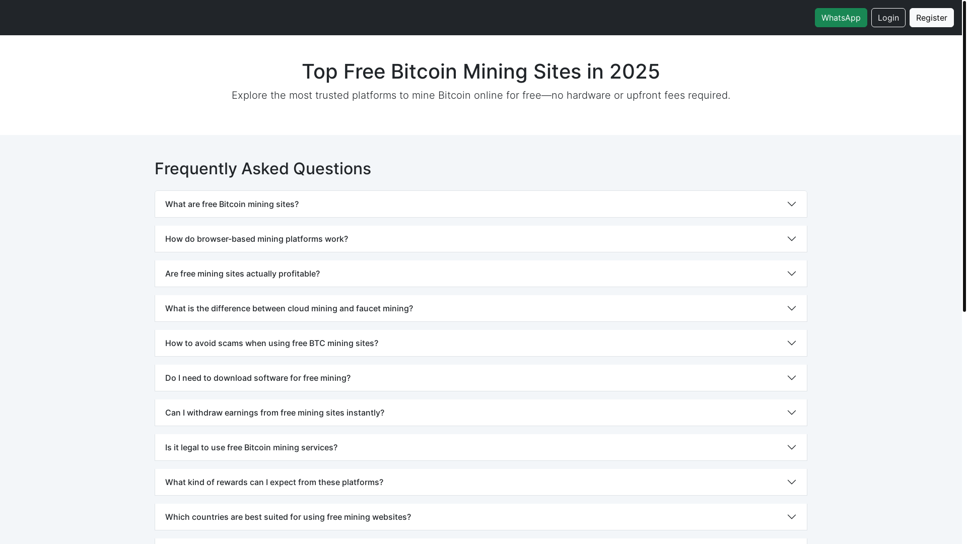 website screenshot of https://freebitcoinminingsites.online/