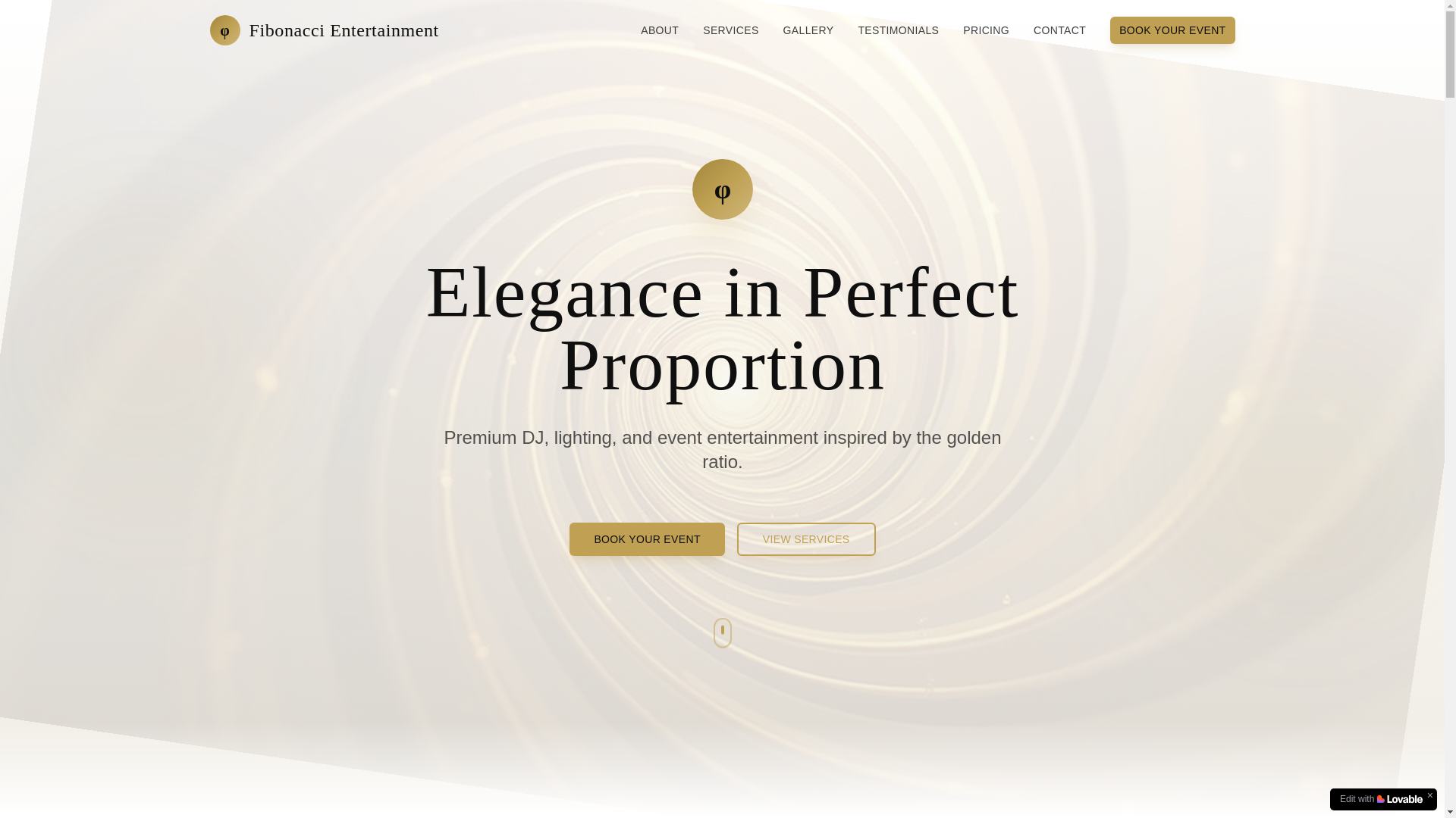 website screenshot of https://fibonaccientertainment.com/