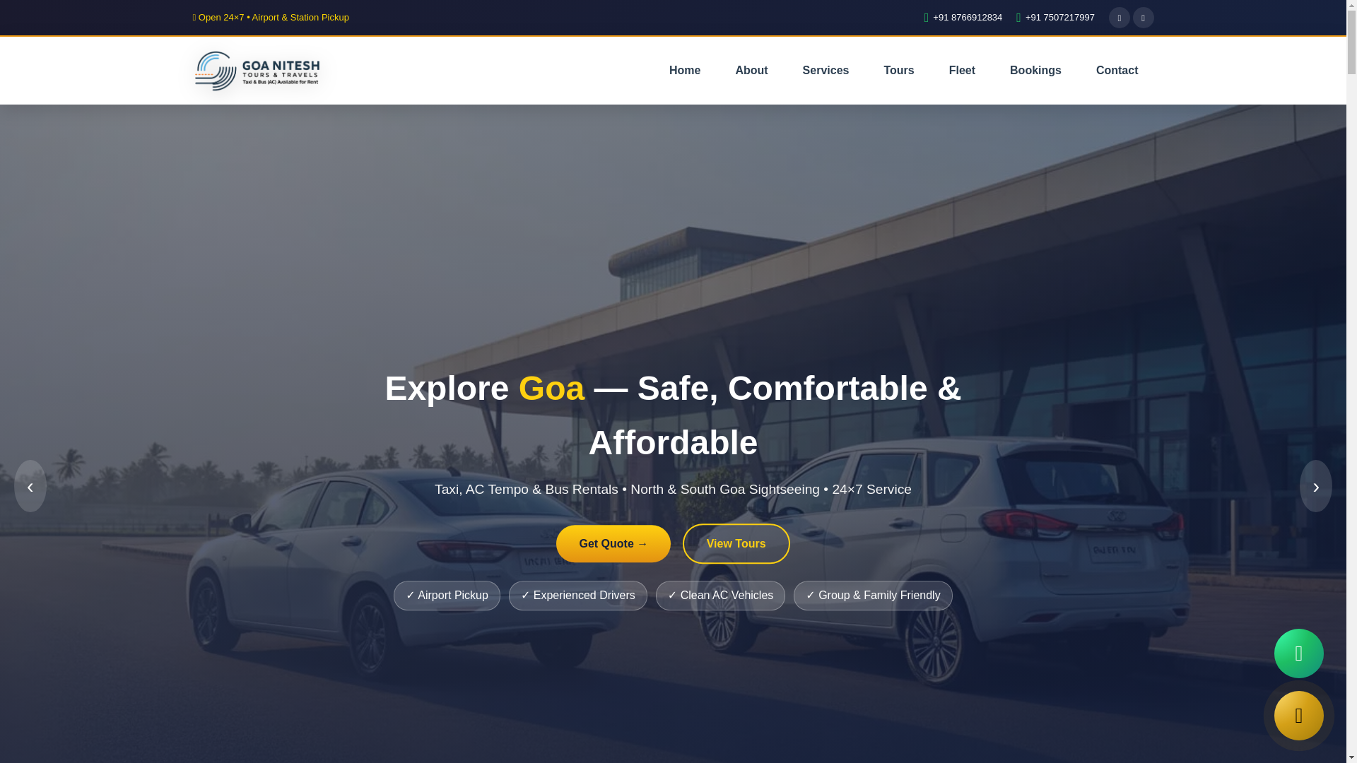 website screenshot of https://goaniteshtoursandtravels.com/