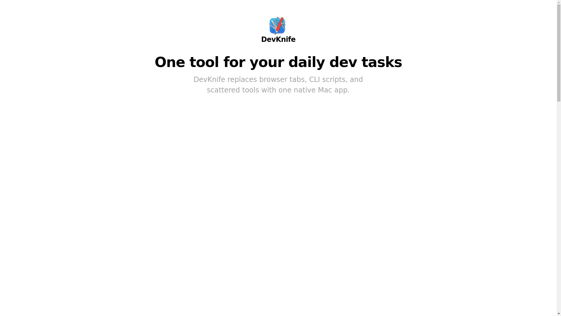 website screenshot of https://devknife-landing.pages.dev/