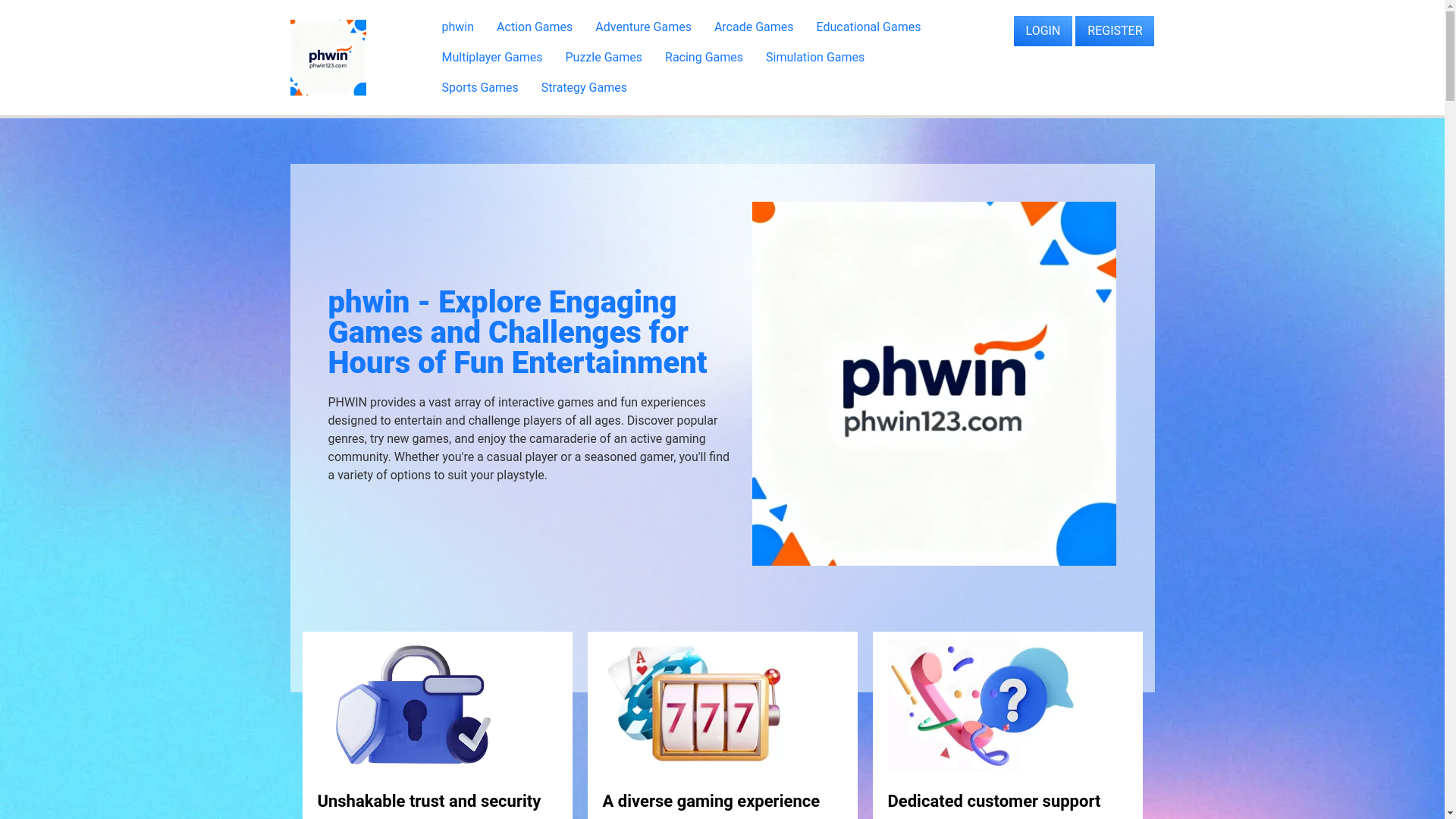 website screenshot of https://phwin123.com/