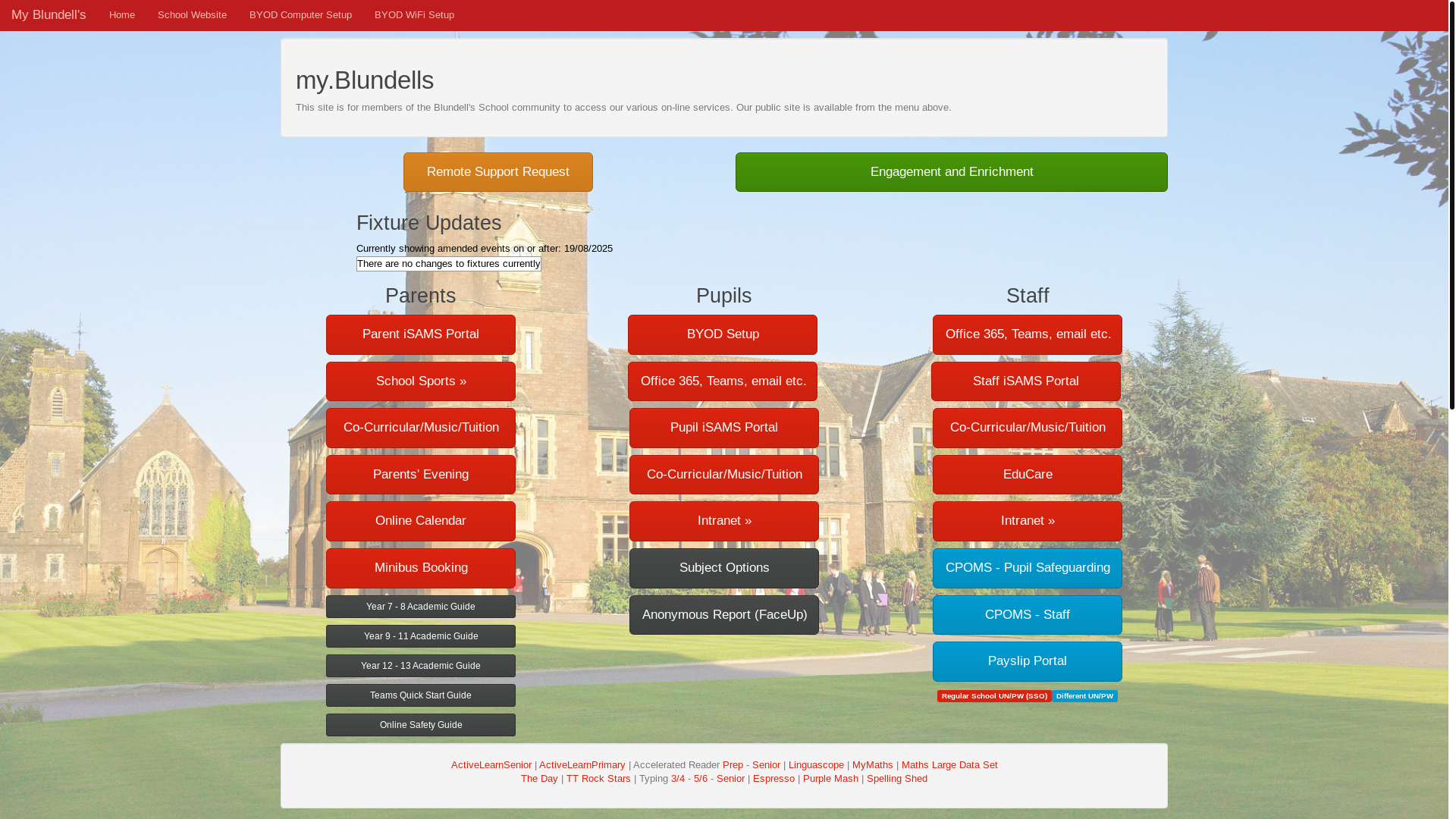 website screenshot of https://my.blundells.org/