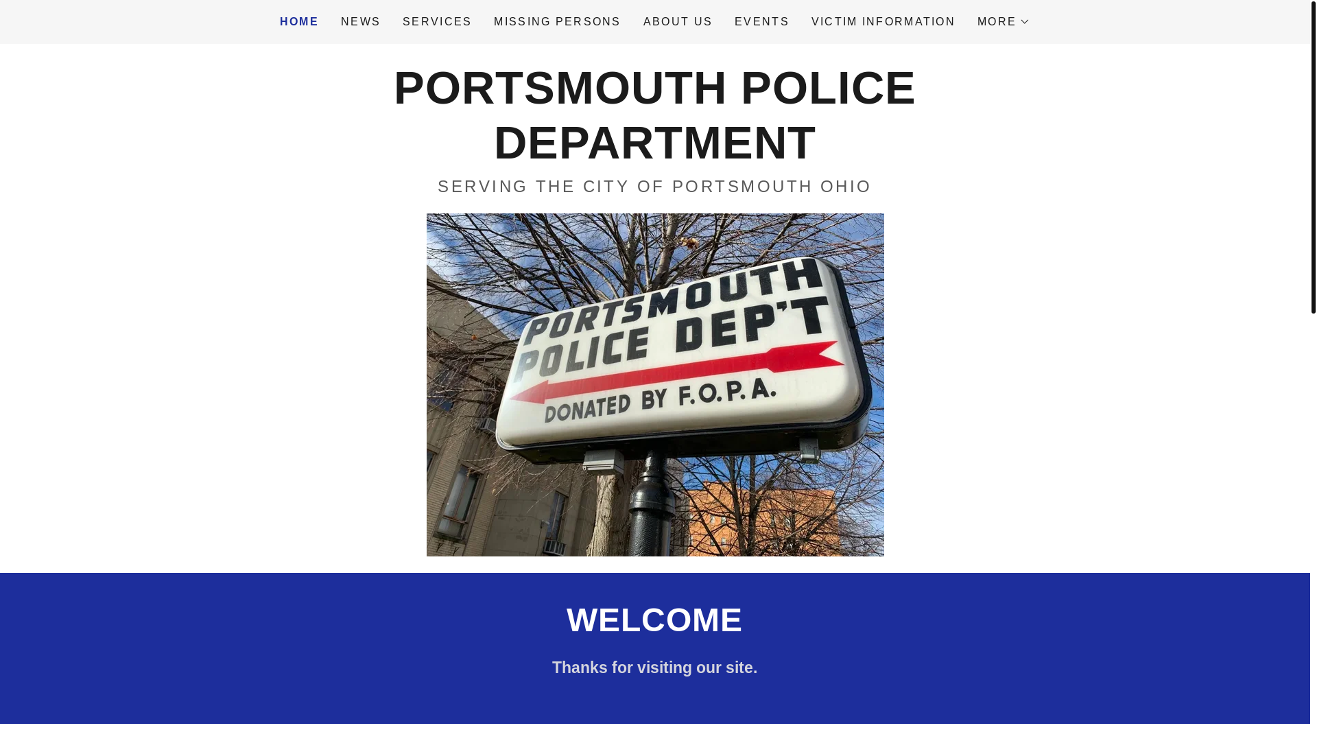 website screenshot of https://portsmouthohpd.gov/