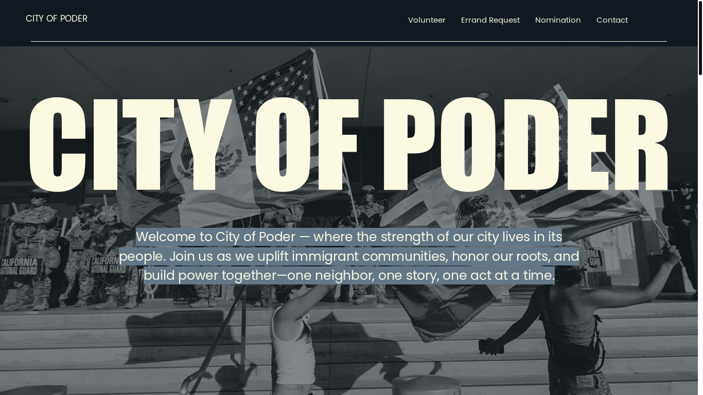 website screenshot of https://cityofpoder.org/