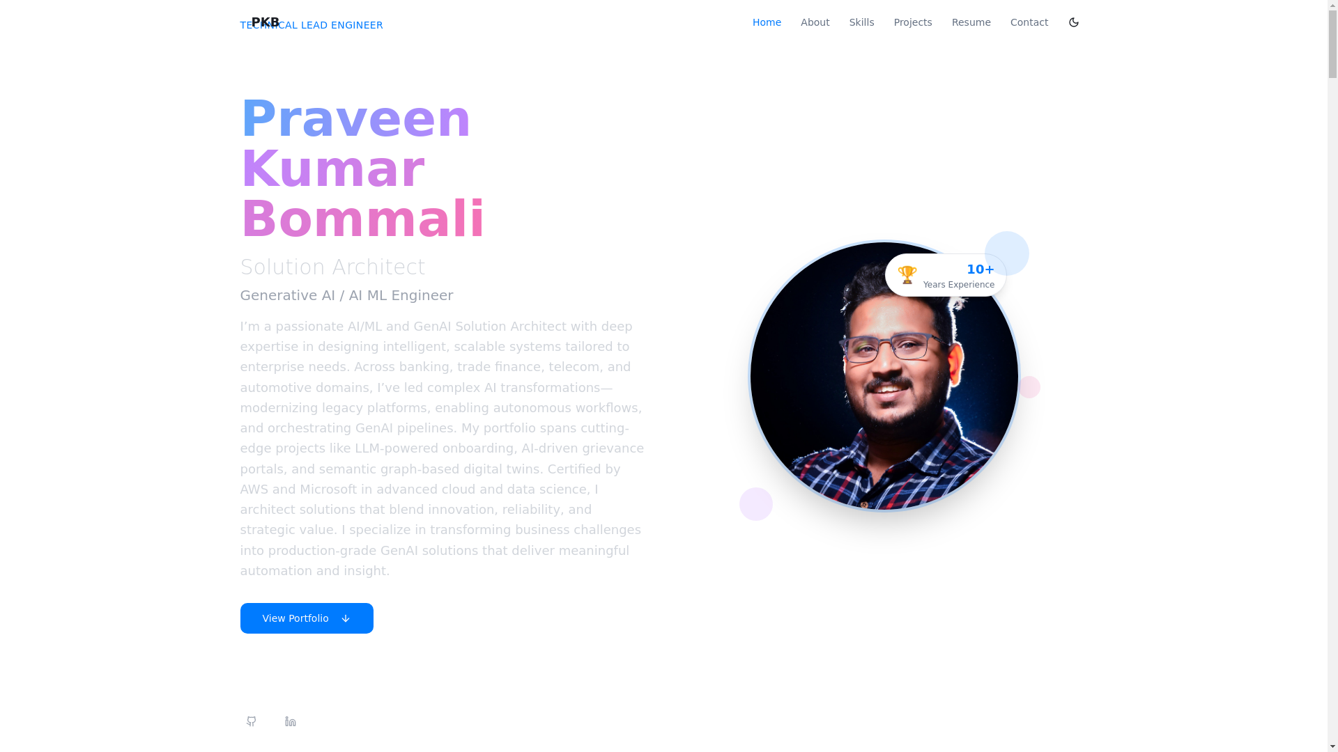 website screenshot of https://praveenkumarbommali.com/