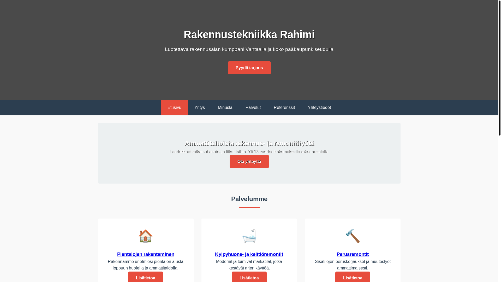 website screenshot of https://rakennustekniikkarahimi.pages.dev/