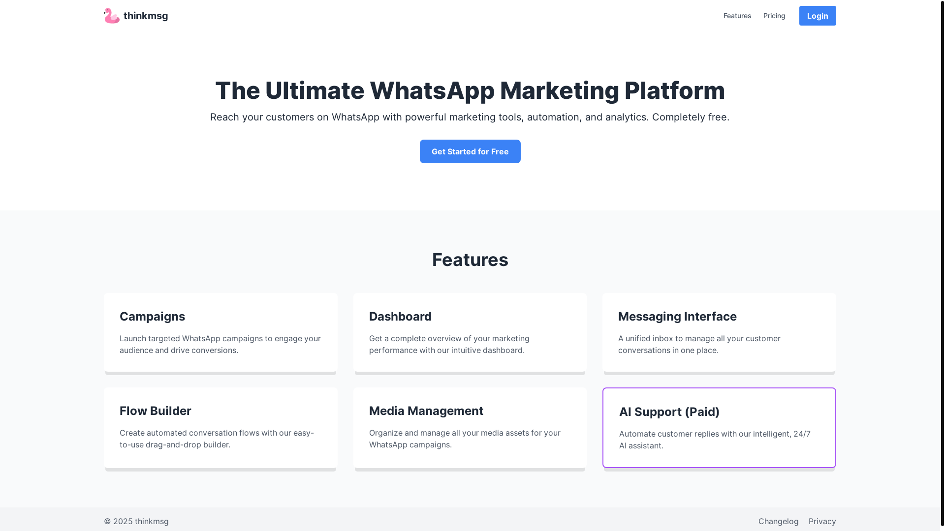 website screenshot of https://thinkmsg-web.pages.dev/