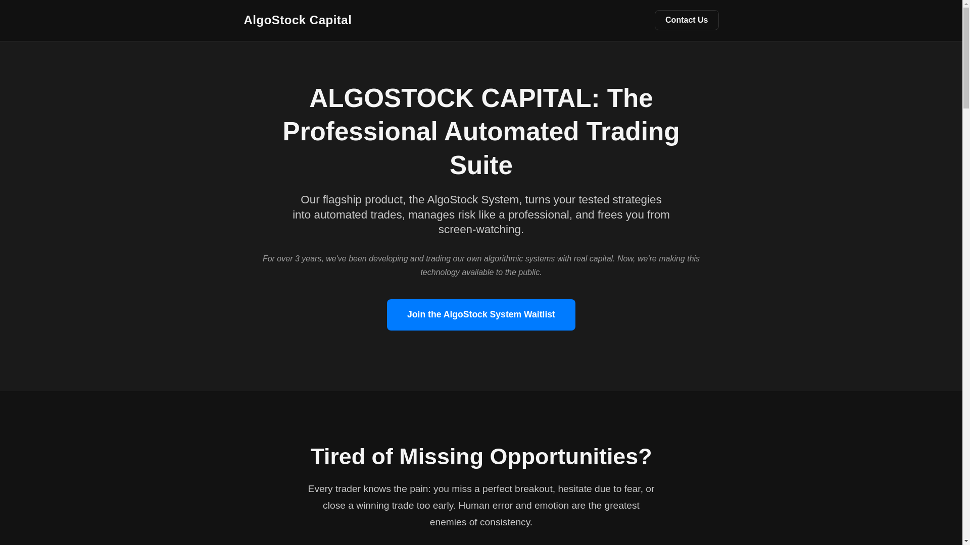 website screenshot of https://algostockcap.com/