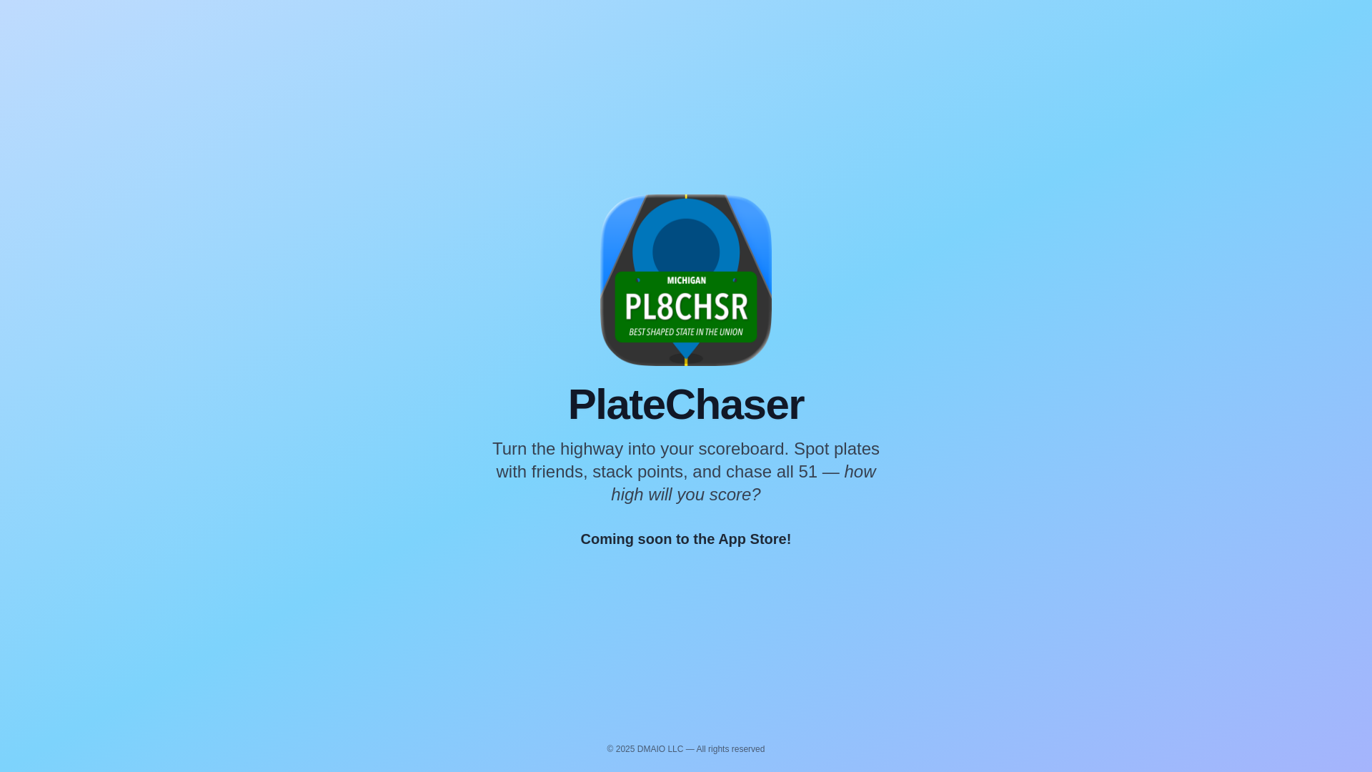 website screenshot of https://platechaser.app/