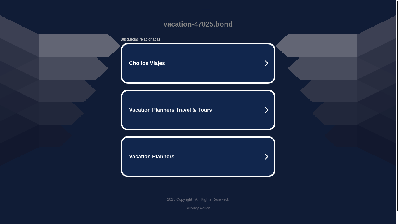 website screenshot of https://vacation-47025.bond/