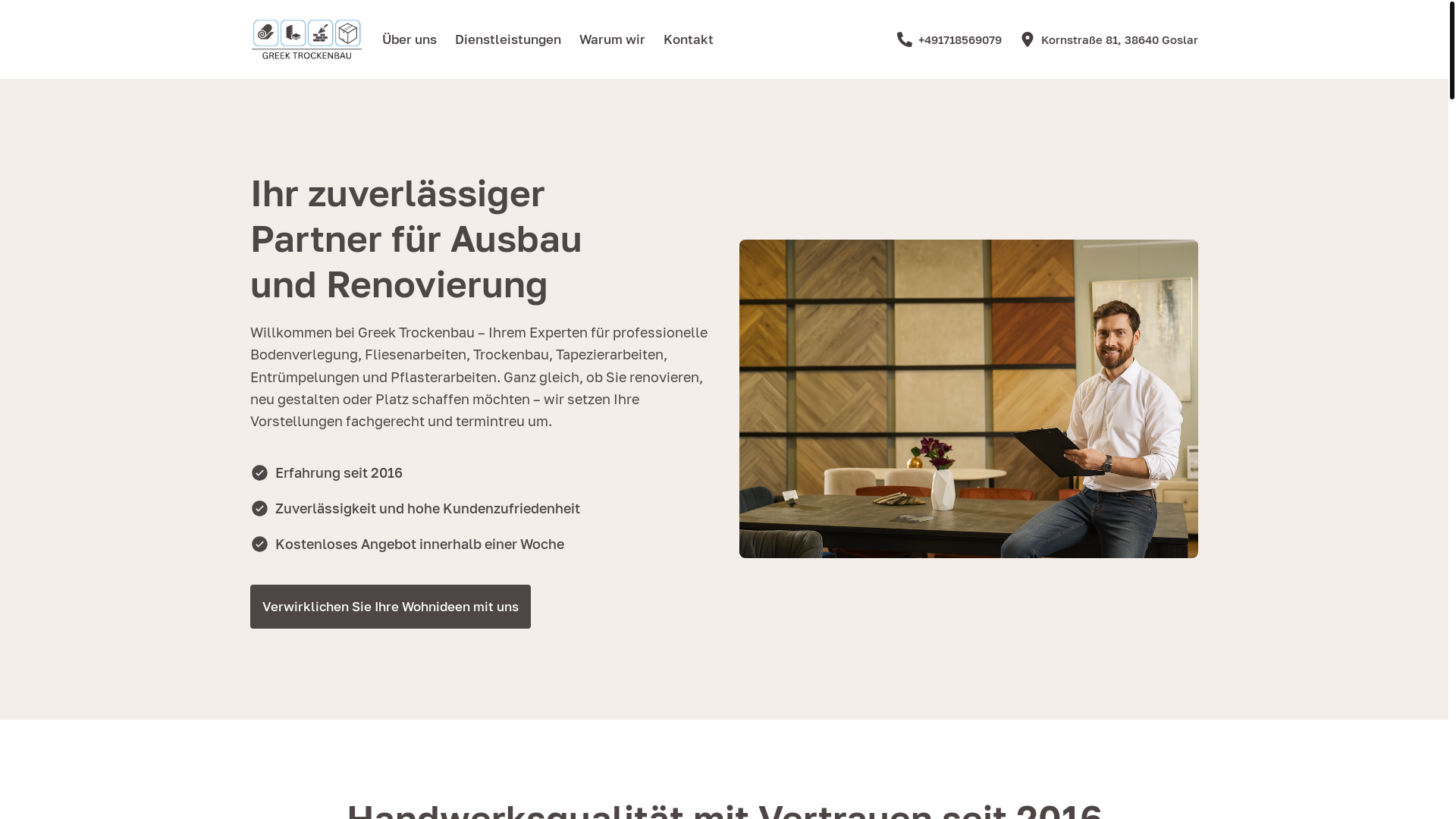 website screenshot of https://greektrockenbau.de/