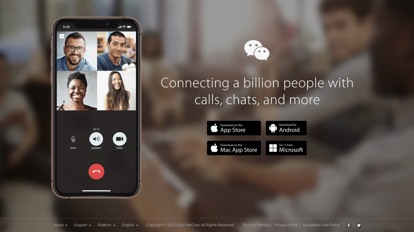 website screenshot of https://wechat.com