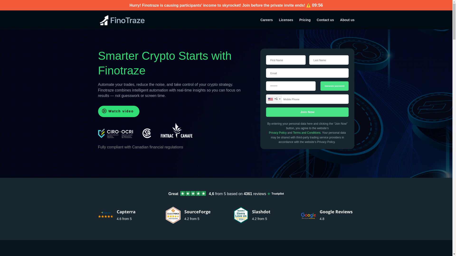 website screenshot of https://finotraze.ca
