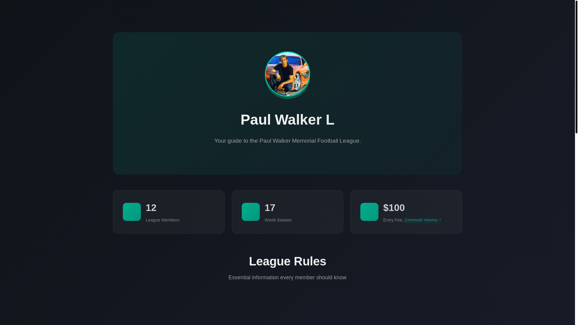 website screenshot of https://paulwalkerleague.pages.dev/