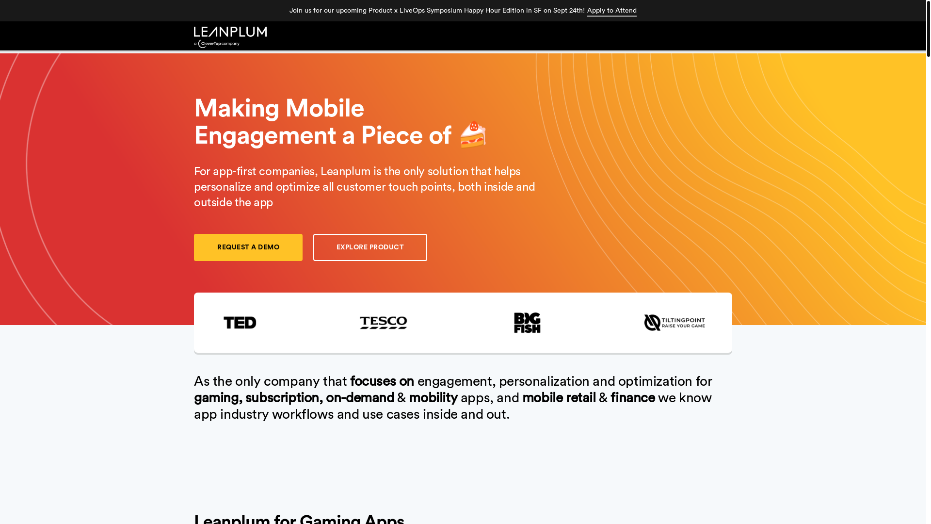 website screenshot of https://leanplum.com