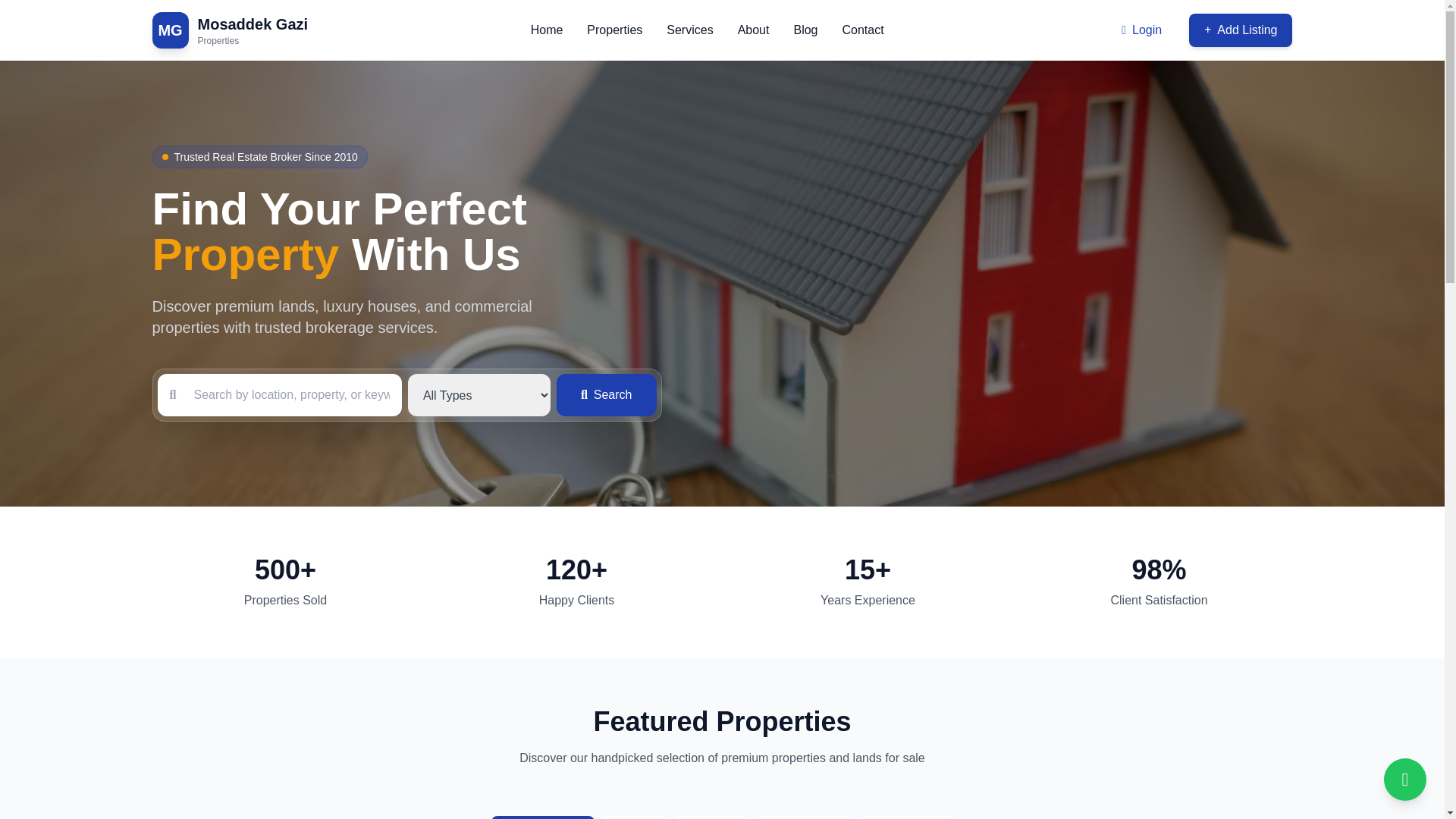 website screenshot of https://mosaddekgaziproperties.com/