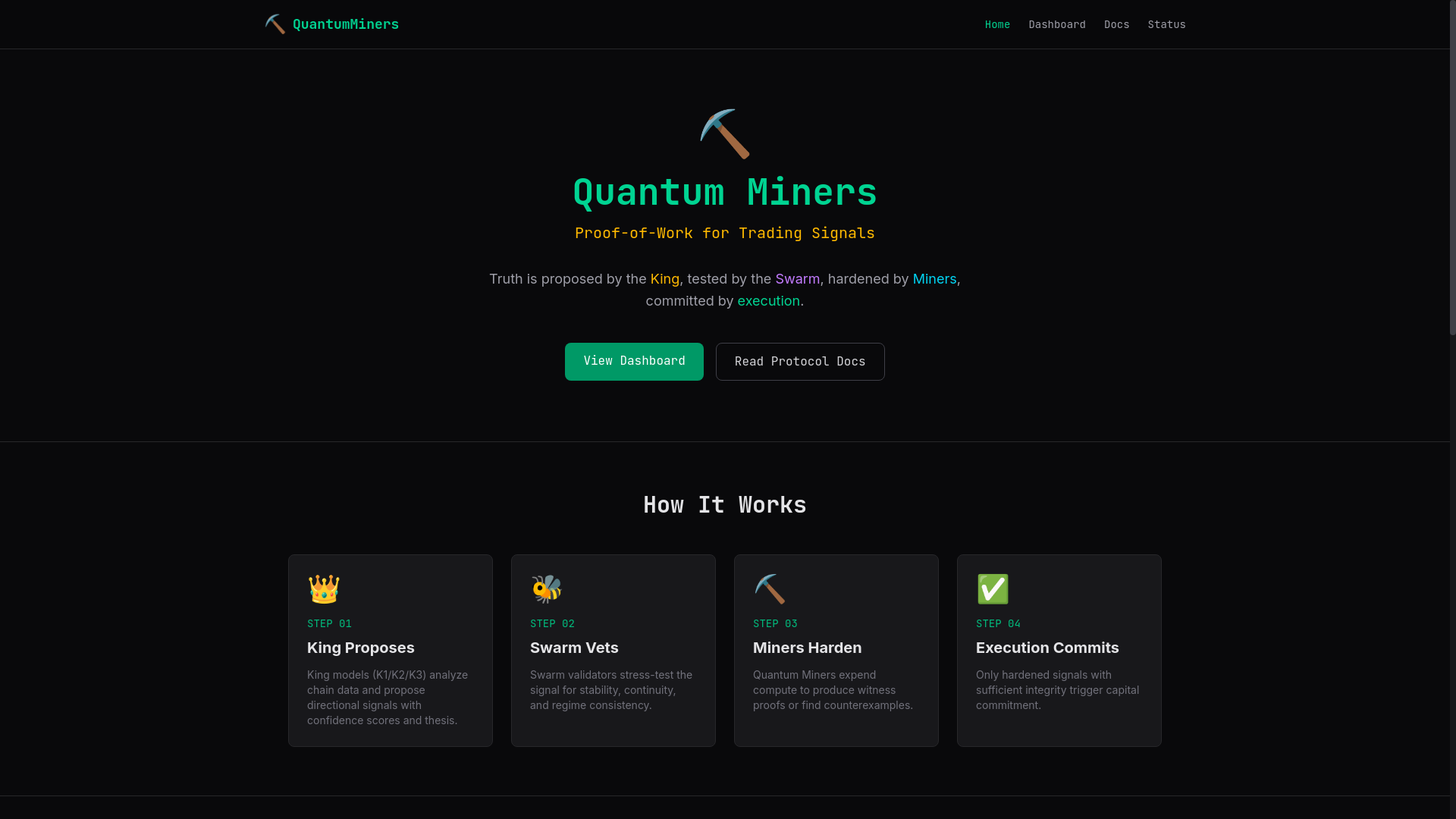 website screenshot of https://quantumminers.pages.dev/