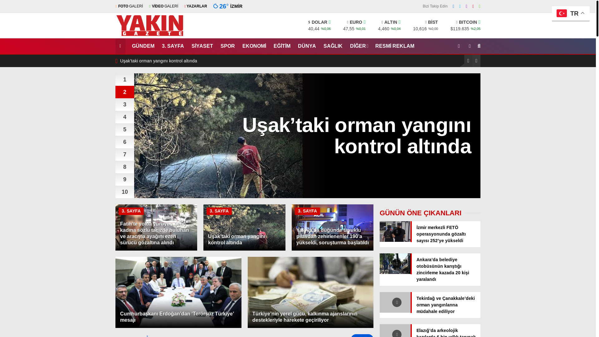 website screenshot of https://gazeteyakin.tr/