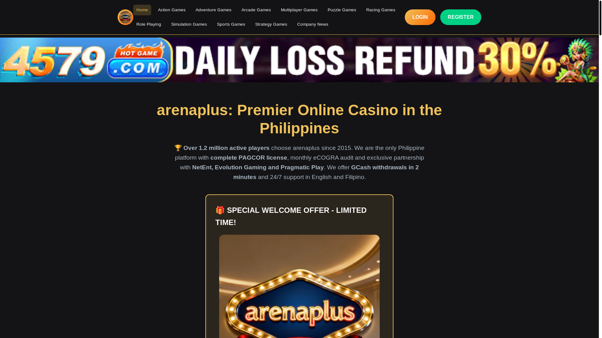website screenshot of https://arenaplus8.com/