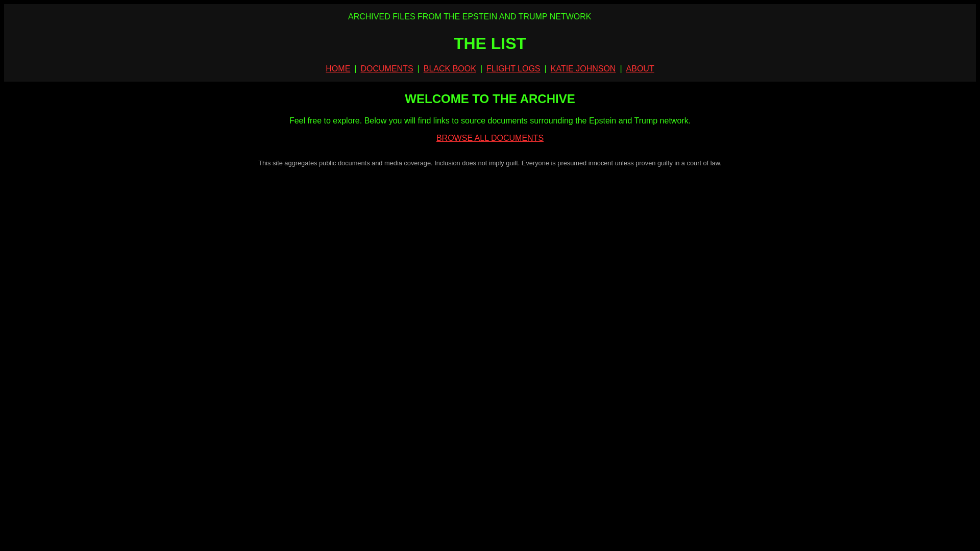 website screenshot of https://trumpepsteinfiles.com/