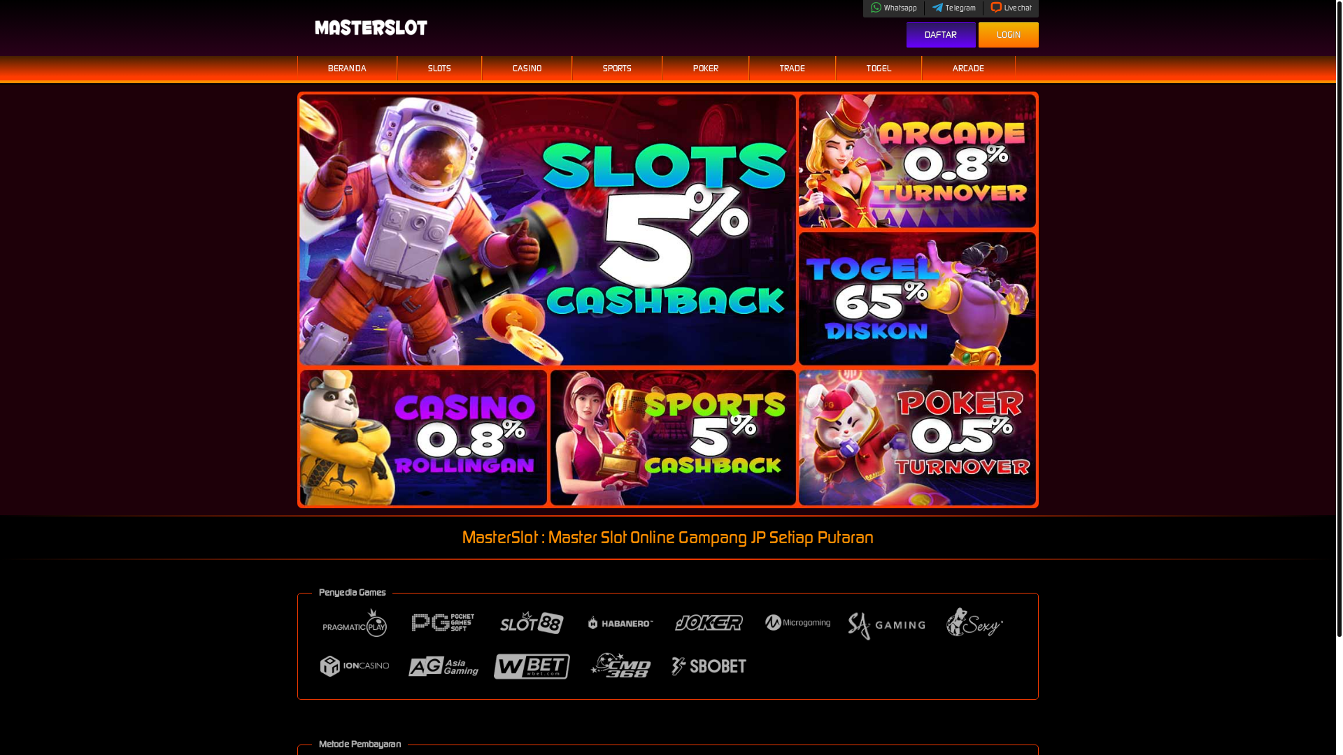 website screenshot of https://masterslotx.com/
