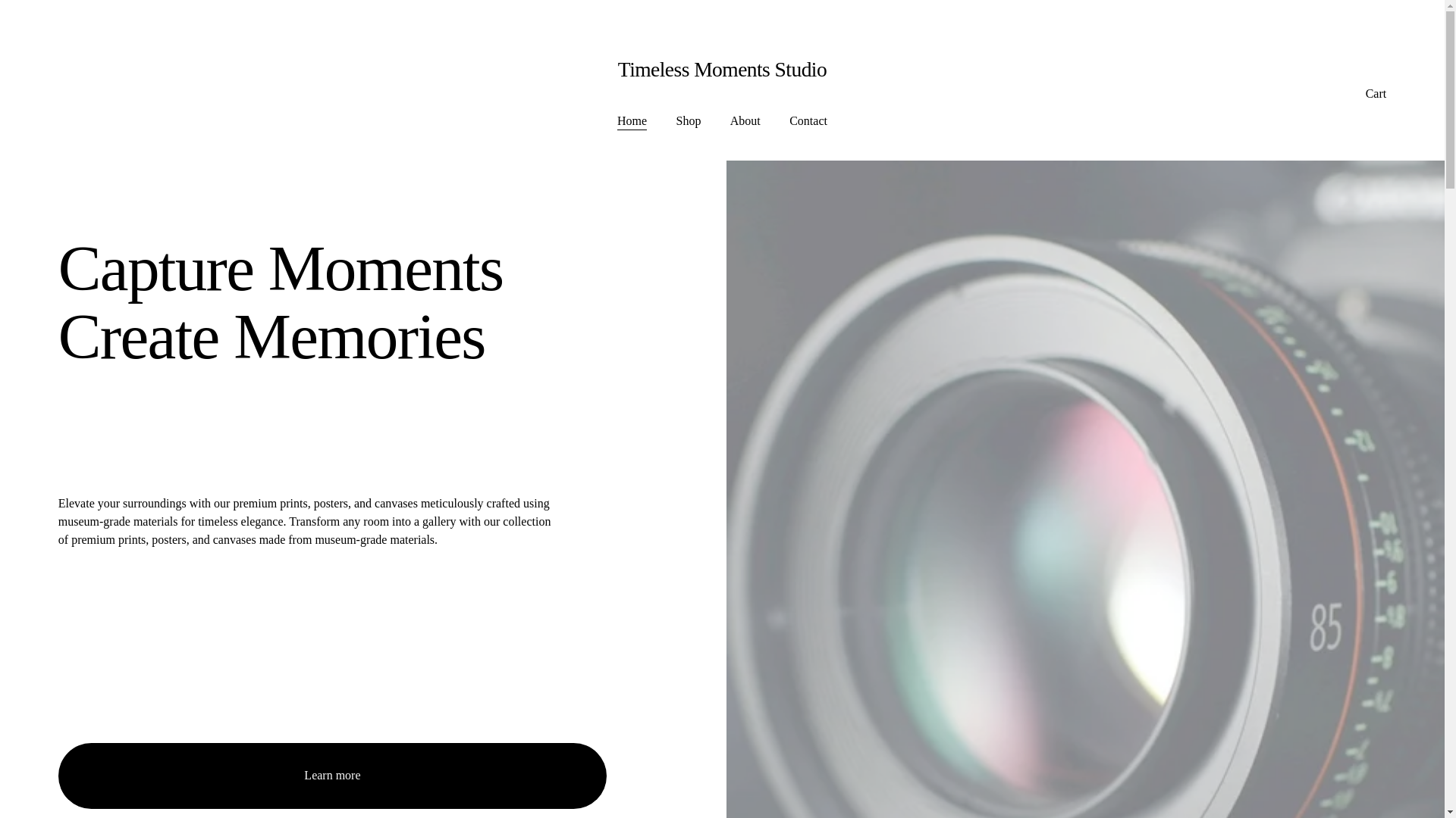 website screenshot of https://timelessmomentsstudiocreations.com/