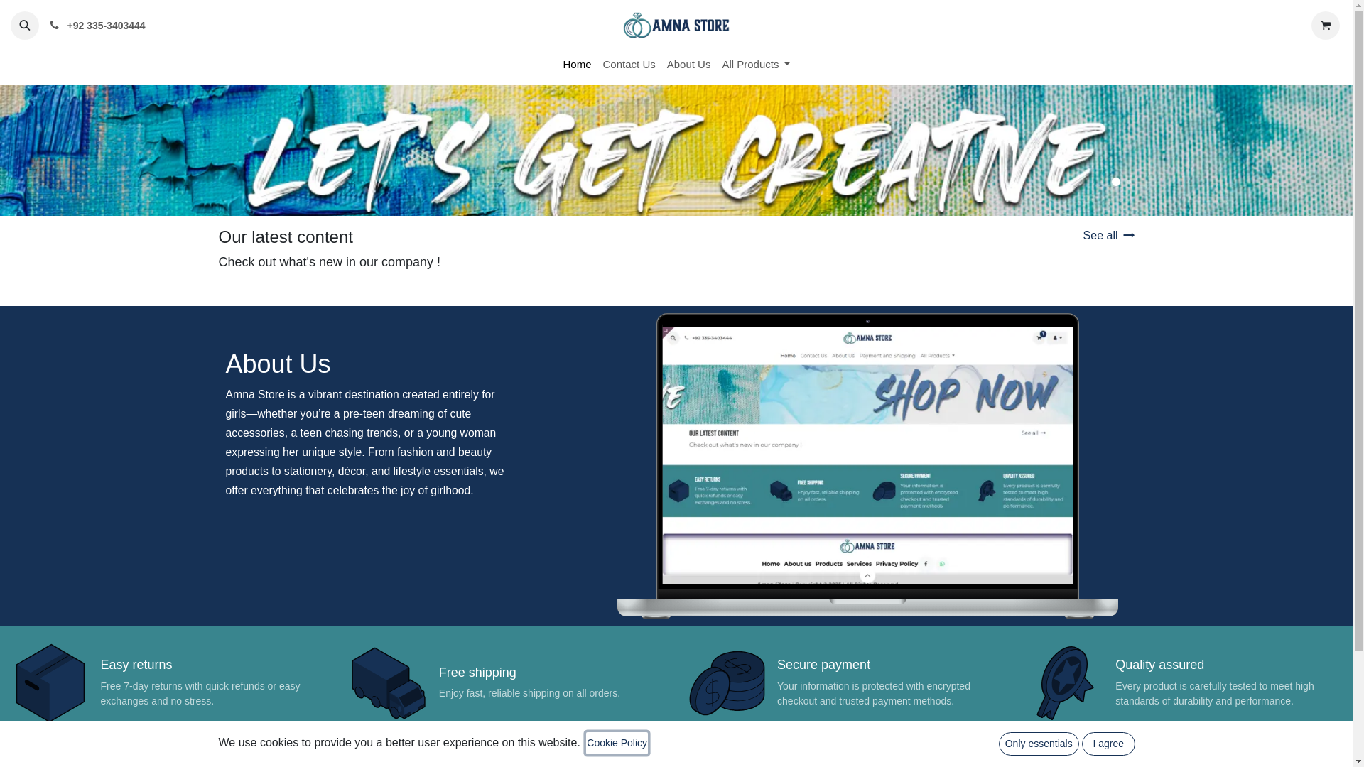 website screenshot of https://amnastore.app/