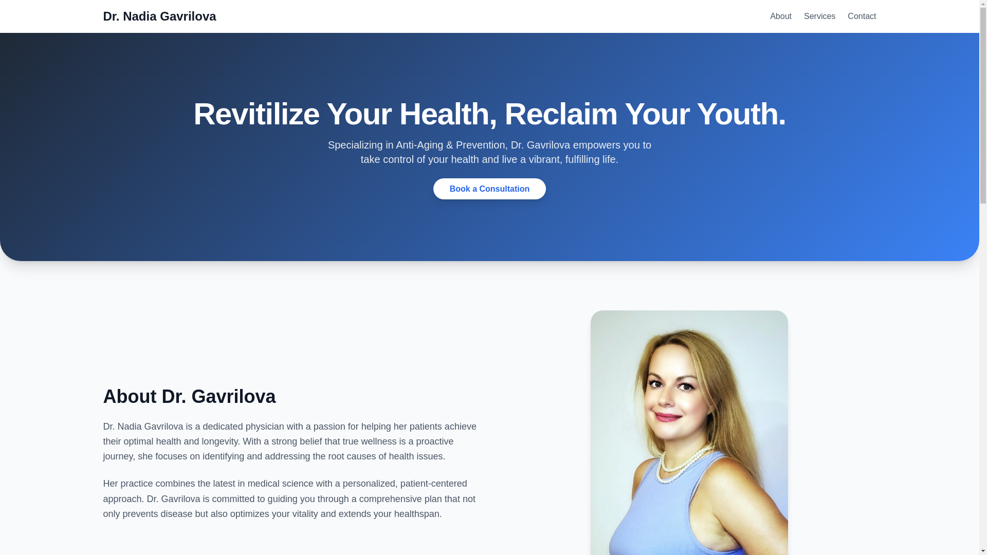 website screenshot of https://mydoctornadia.com/